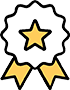 star award ribbon featuring a prominent star design, elegantly complemented by a sleek black ribbon