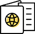 A visual representation of a passport next to a globe, illustrating the concept of international travel.