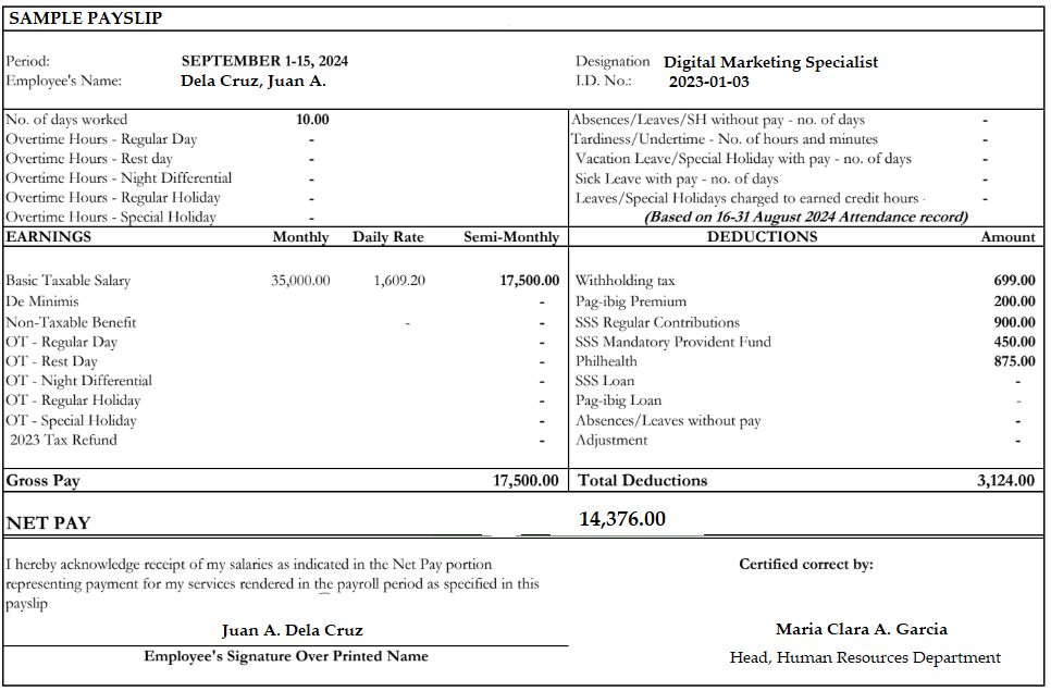 Sample Payslip